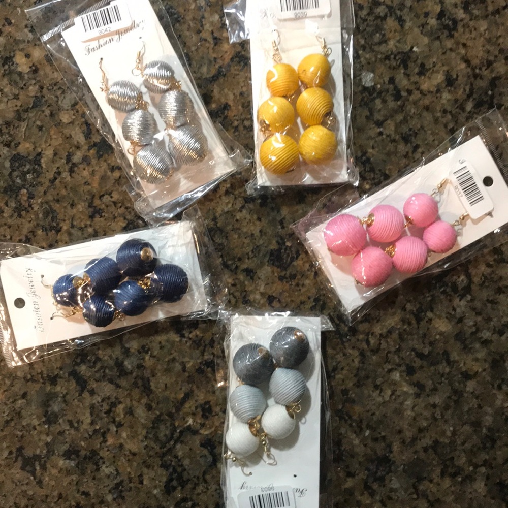 3 tier Pom Pom earrings